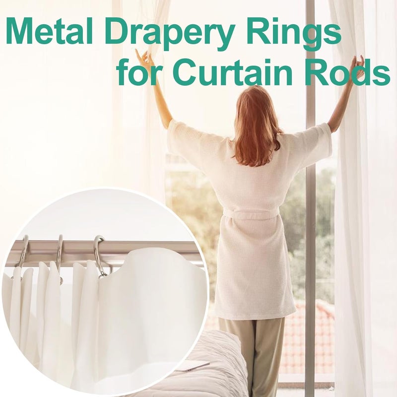 LEPEVNEY Silver Curtain Rings Metal Drapery Ring for Curtain Rods Silver Tone, Inner Diameter 1 Inch 24 Pcs - Image 4